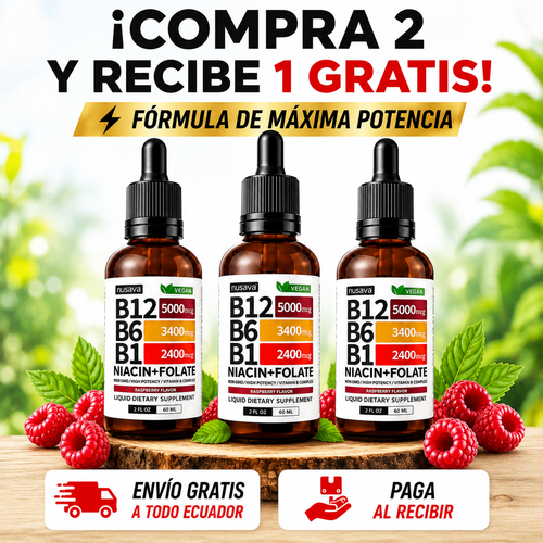 3 Frascos VITAL B12 + Fórmula de Máxima Potencia Vitamina B12 • B6 • B1 • Niacina • Ácido Fólico