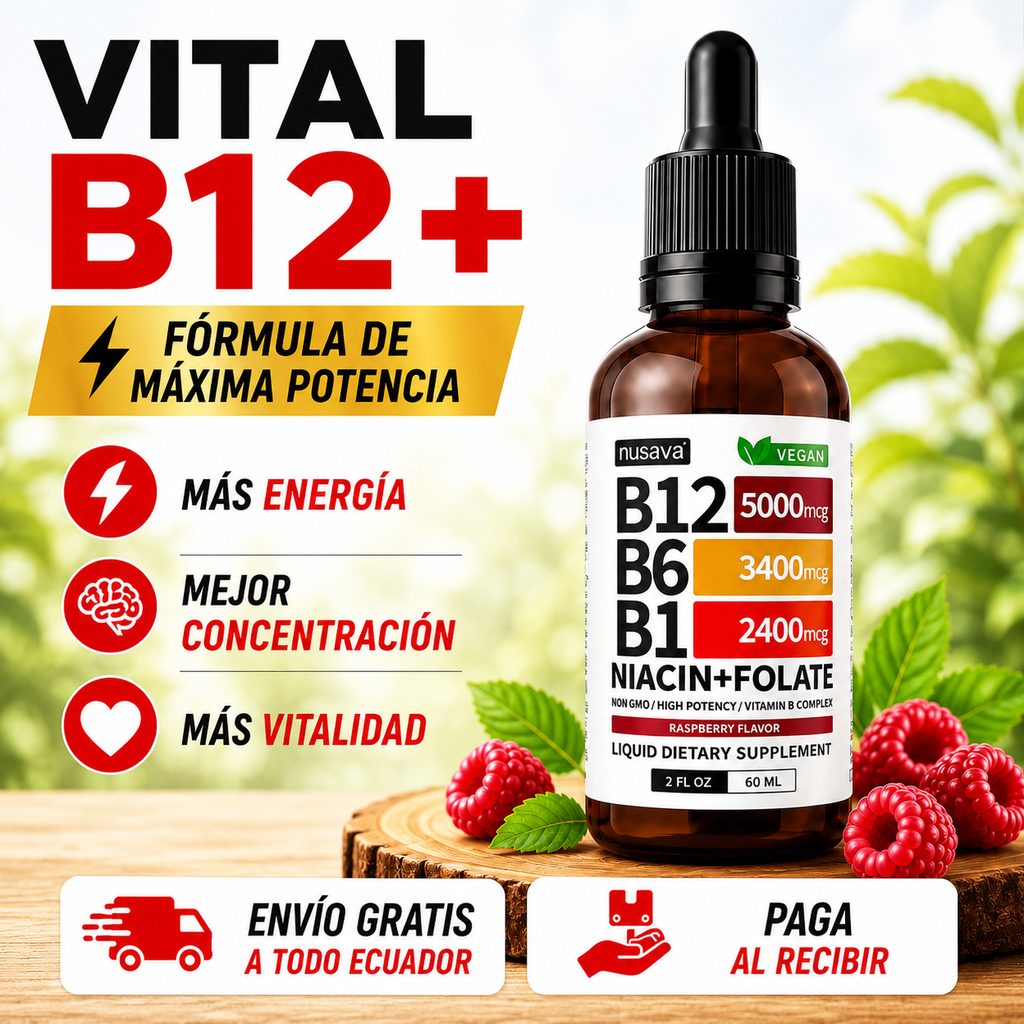 VITAL B12+ Fórmula de Máxima Potencia Vitamina B12 • B6 • B1 • Niacina • Ácido Fólico