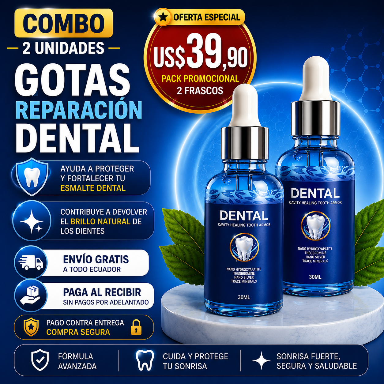 🦷 PACK 2 UNIDADES - DENTAL TOOTH ARMOR | GOTAS PARA REPARACIÓN DENTAL 30ML