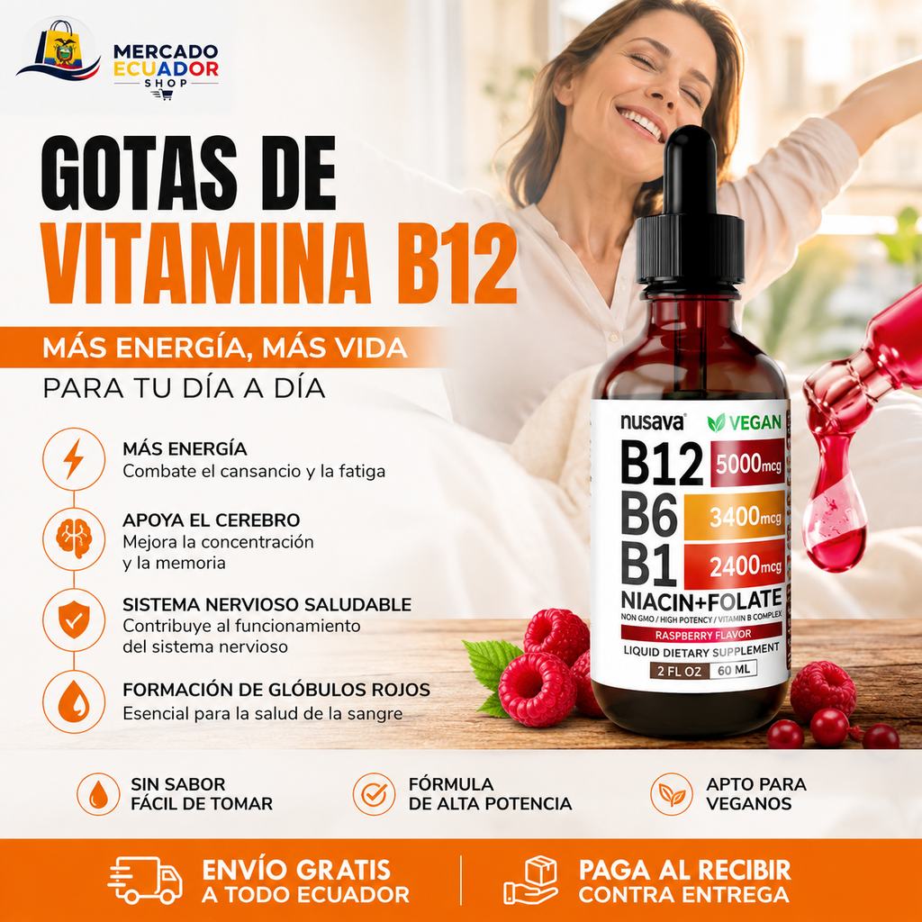 VITAL B12+ Fórmula de Máxima Potencia Vitamina B12 • B6 • B1 • Niacina • Ácido Fólico